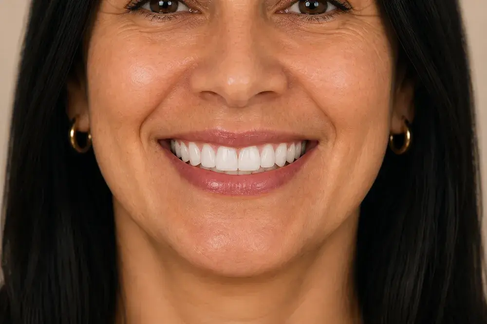Simulação do sorriso depois do alinhamento