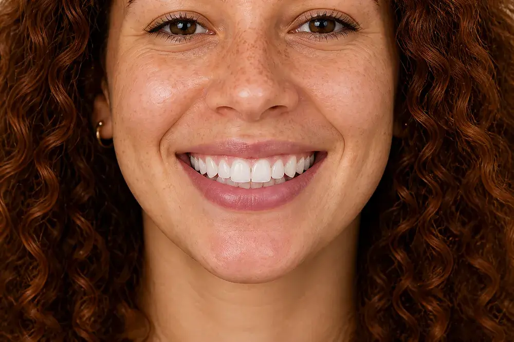 Simulação do sorriso depois do alinhamento
